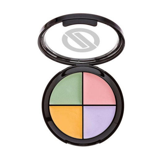 Makeup compact with four color swatches on a white background Concealer Wheel - Mica-Free, Boron Nitride-Free & Talc-Free : Omiana