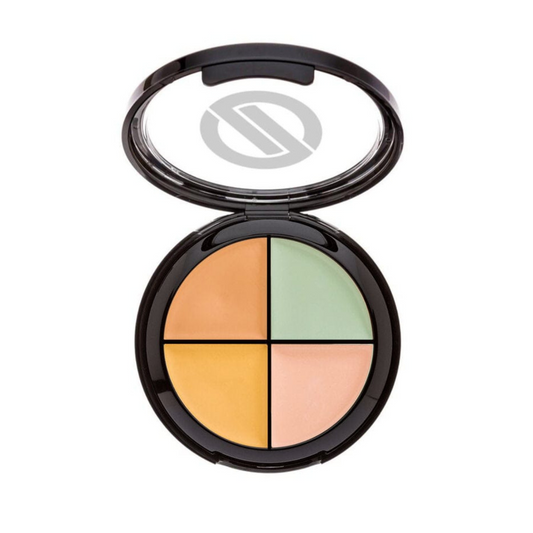 Makeup compact with four color swatches on a white background Concealer Wheel - Mica-Free, Boron Nitride-Free & Talc-Free : Omiana