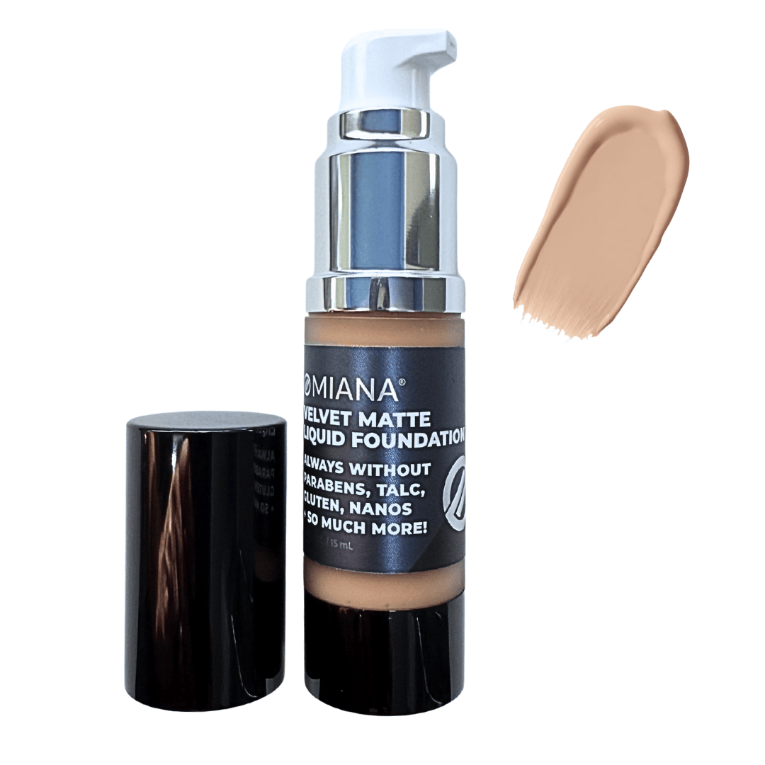 Omiana Natural Cosmetics Foundation Light Ivory Beige Velvet Matte Liquid Foundation - Mica-Free & More!